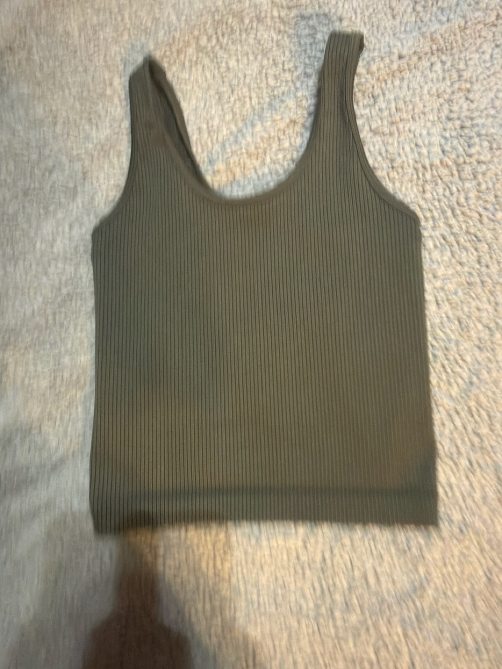 a new day Olive Ribbed Scoop Tank Top
